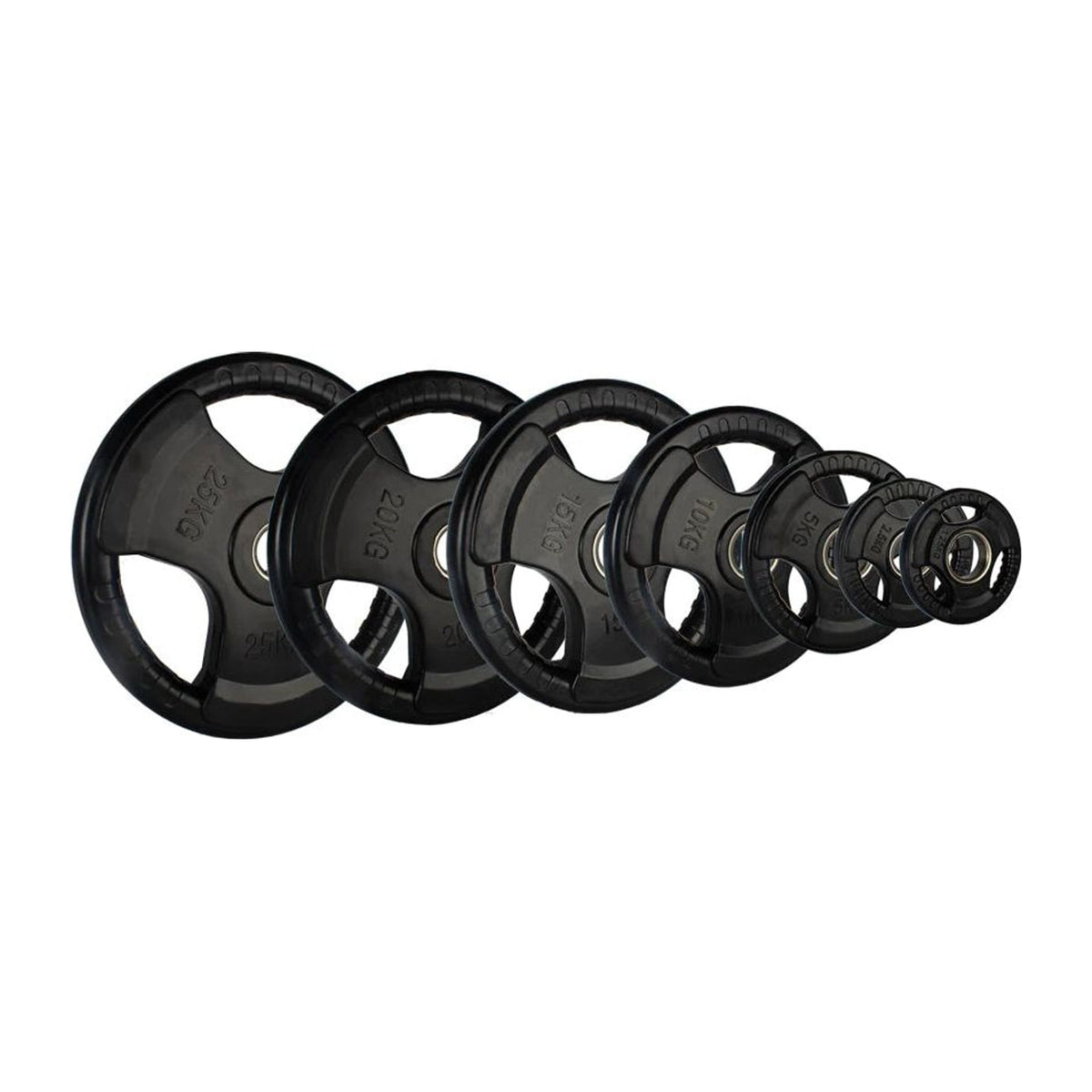 Olympic rubber tri-grip weight plates